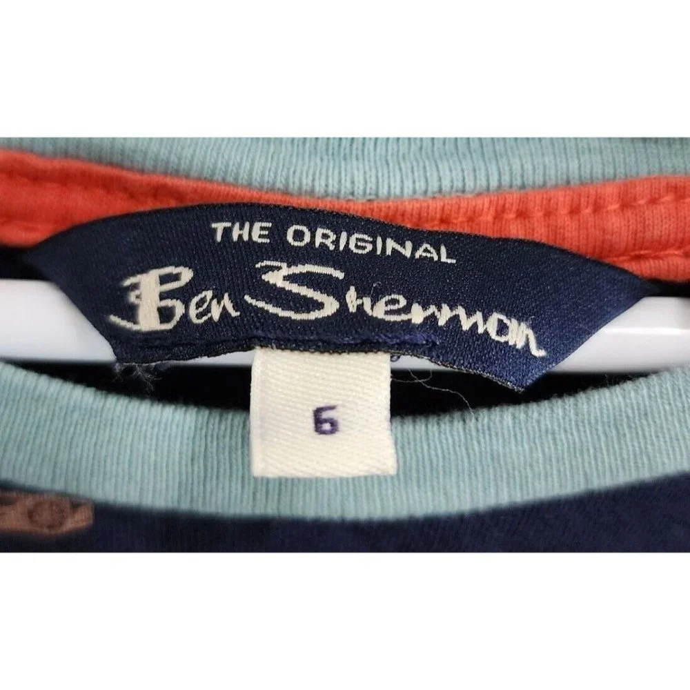 Lot of 2 Ben Sherman Kids Short Sleeve Tee Shirts‎ Boys Size 6 - Striped, Cars